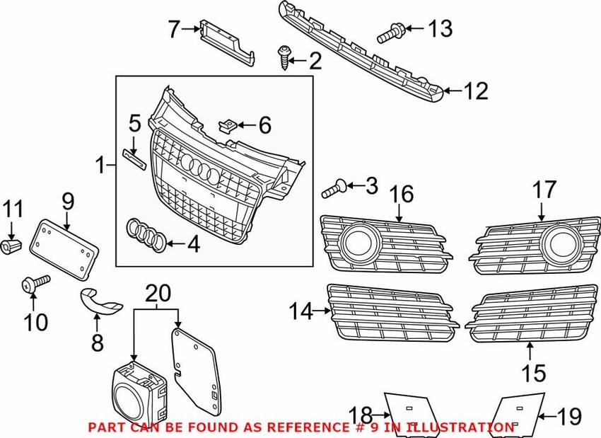 Audi License Plate Frame - Front 4G8807285M3FZ